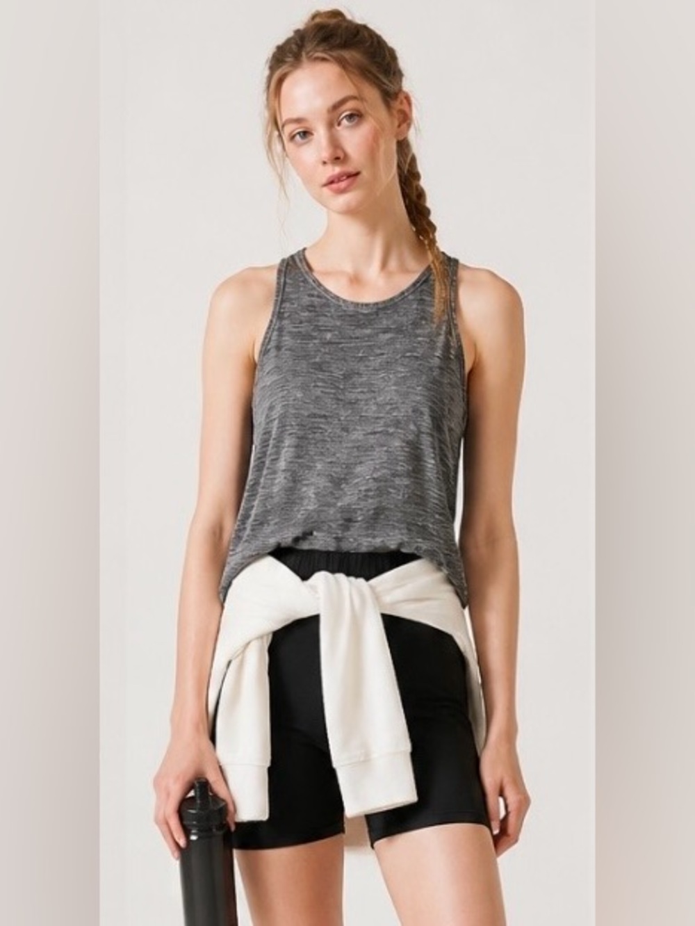 LULULEMON Twisted Tank Heathered Gray Sleeveless Lightweight Large